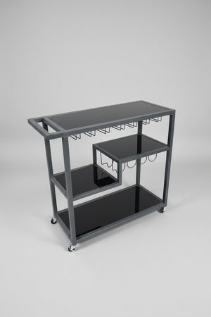 Black Glass Bar Cart