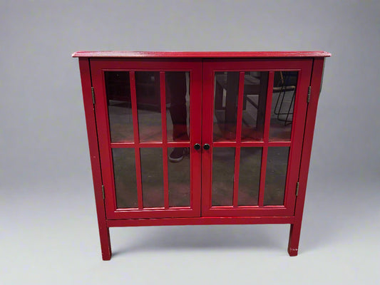 Contemporary Red Wooden Credenza