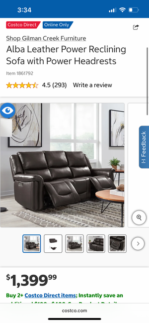 Gilman Creek Alba Leather Power Sofa