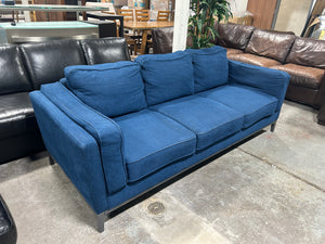 90'' Blue MCM Sofa