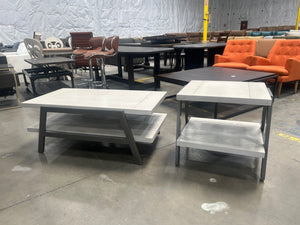 Contemporary Light Gray Wood Coffee Table/End Table Set