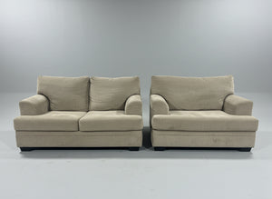 2-Pc Beige Chenille Sofa & Chair Set
