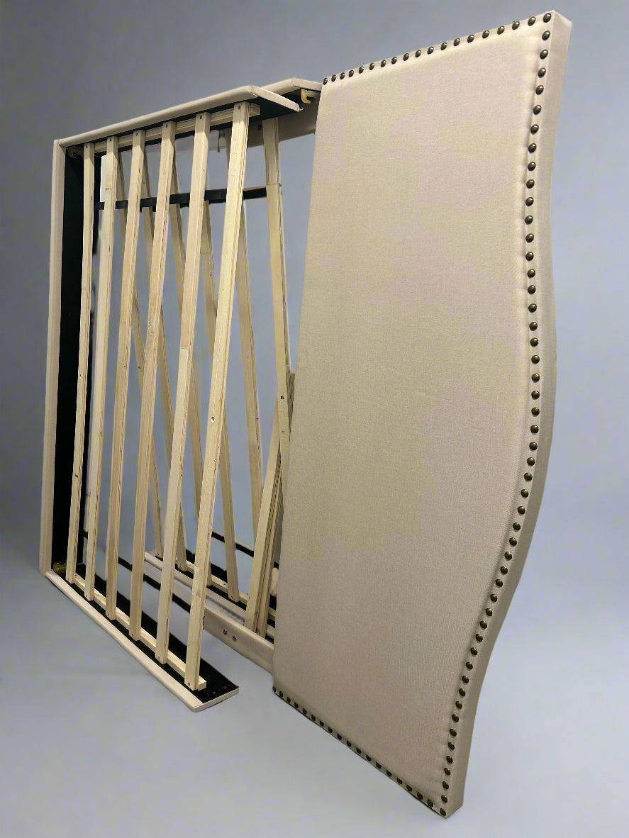 Studded Beige Queen Bed Frame