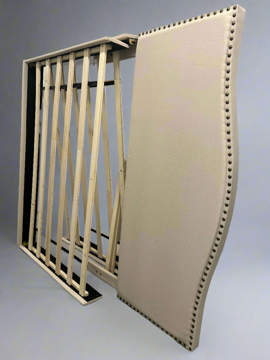 Studded Beige Queen Bed Frame