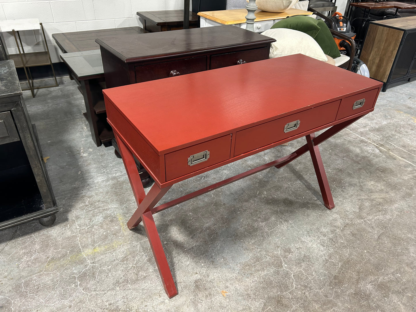 Red Wooden MCM Desk