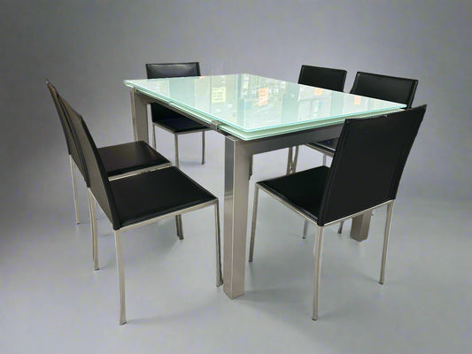 Calligaris 7-Pc Contemporary Tempered Glass Dining Set