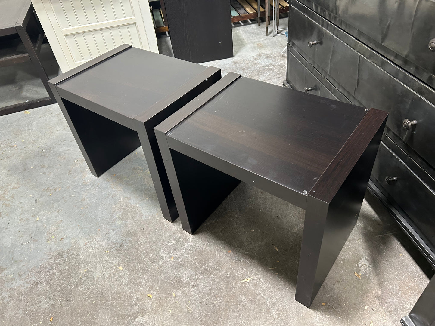Espresso Wooden Glass-Top End Table Set