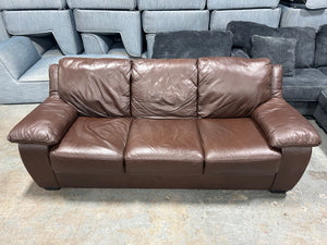 Natuzzi Modern Brown Leather Sofa