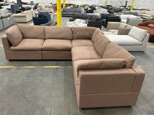 Albany Park Kova L-Shape Corner Sectional - Mocha Performance Bouclé