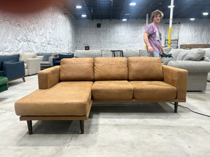 Tan Microsuede Reversible Chaise Sectional