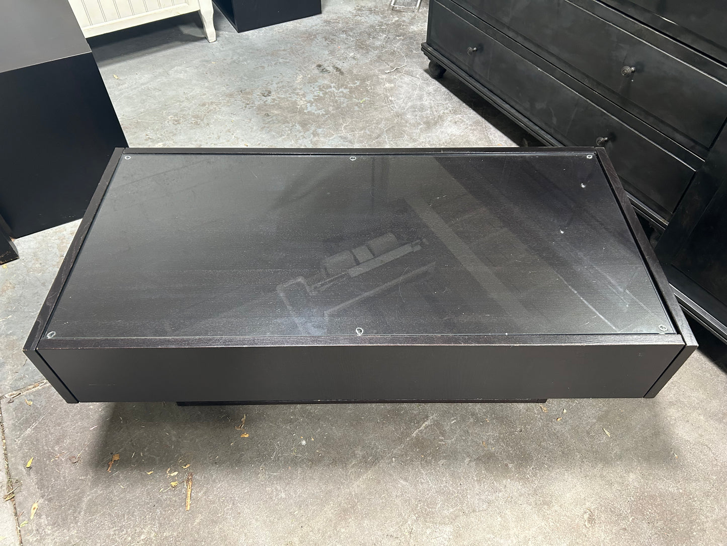 Espresso Wooden Glass-Top Coffee Table