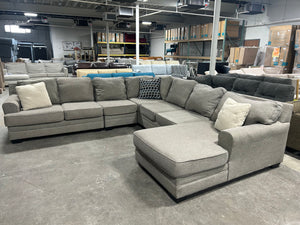 5-Pc Contemporary Light Gray Chaise Sectional
