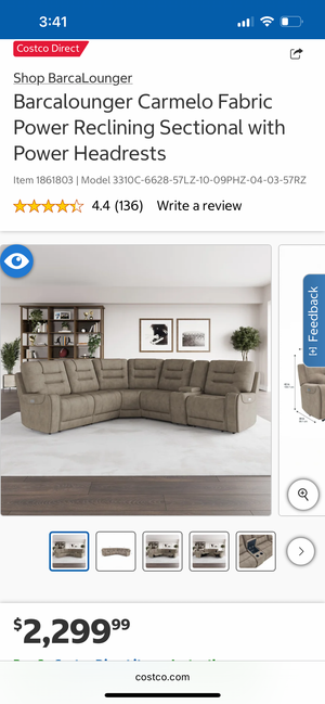 *New* Barcalounger Carmelo Fabric Power Sectional