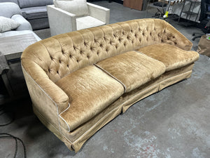 1970s Gold Velvet Hollywood Regency Sofa