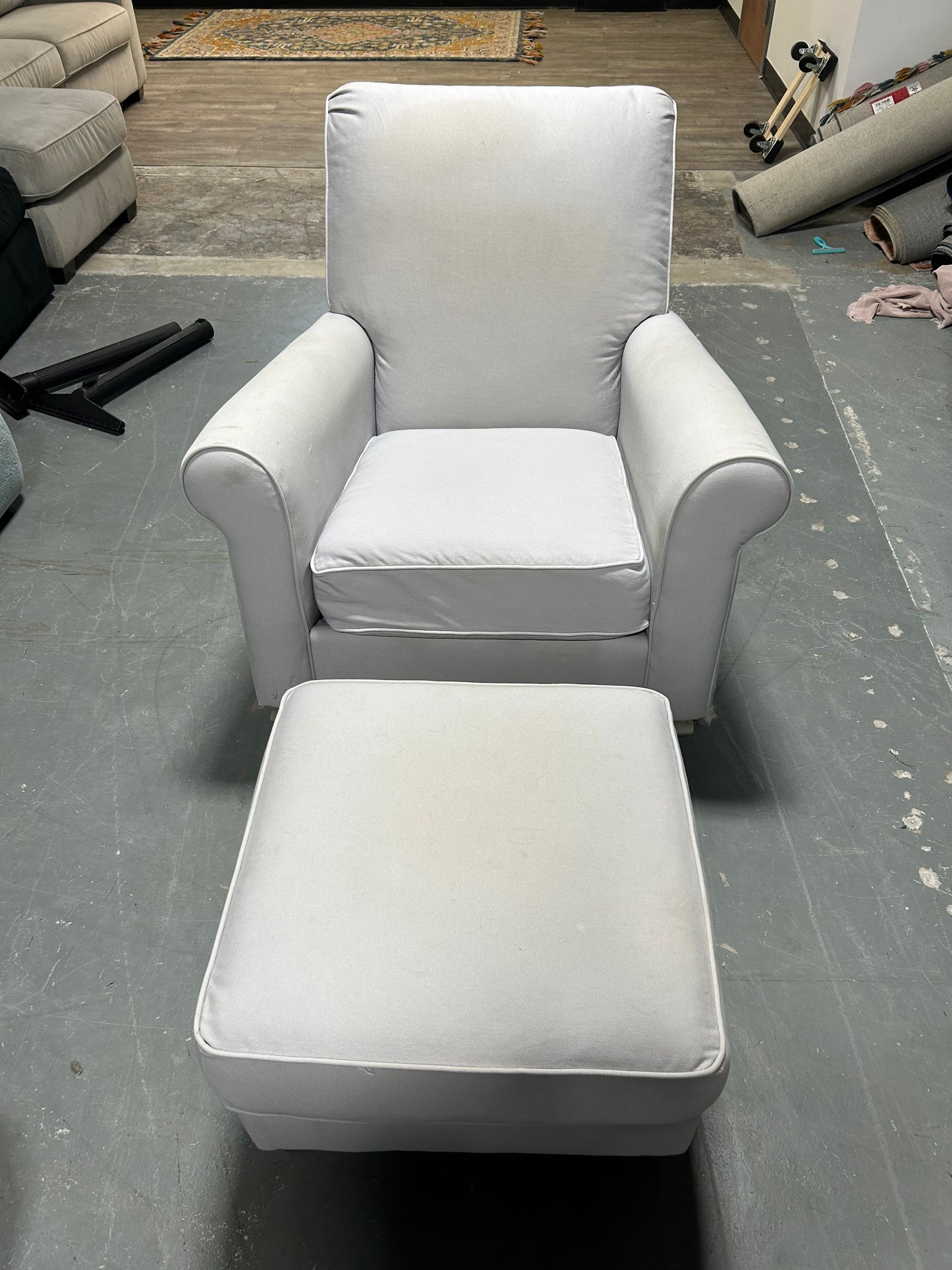Pottery Barn Off-White Charleston Glider Chair With Ottoman