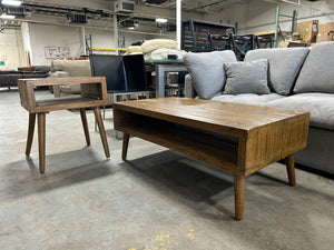 Oak Wood MCM Coffee Table/End Table Set