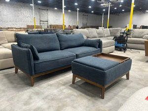 Furniture Row Navy Rhodes Sofa w/Ottoman