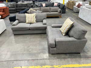 Gray Chenille Oversize Sofa & Loveseat Set