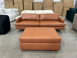 Albany Park 86'' Lido Sofa w/Storage Ottoman (Cognac)