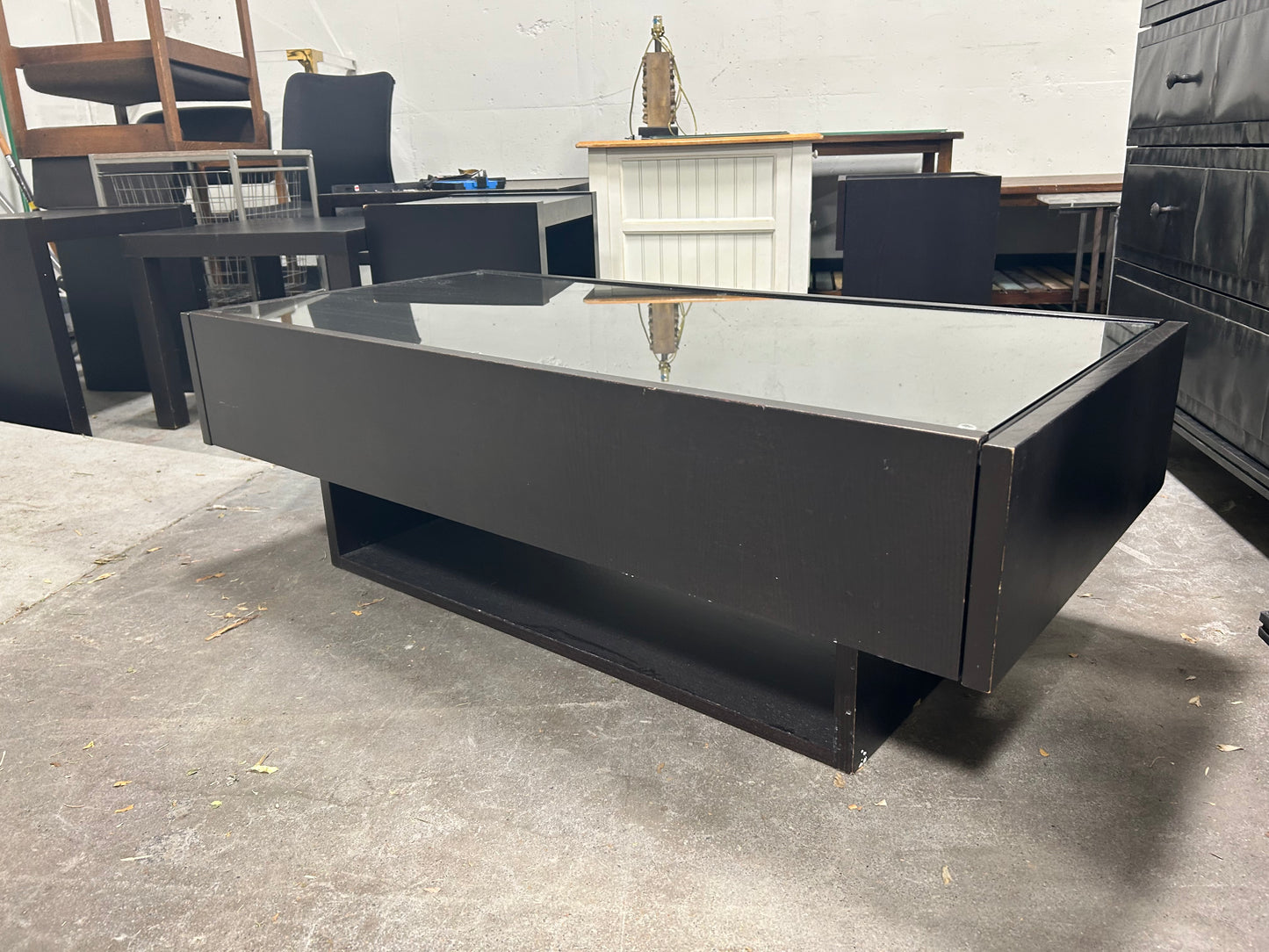 Espresso Wooden Glass-Top Coffee Table