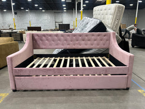 Mauve Velvet MCM Trundle Bed