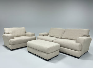 Modern Beige Sofa & Chair Set w/Ottoman