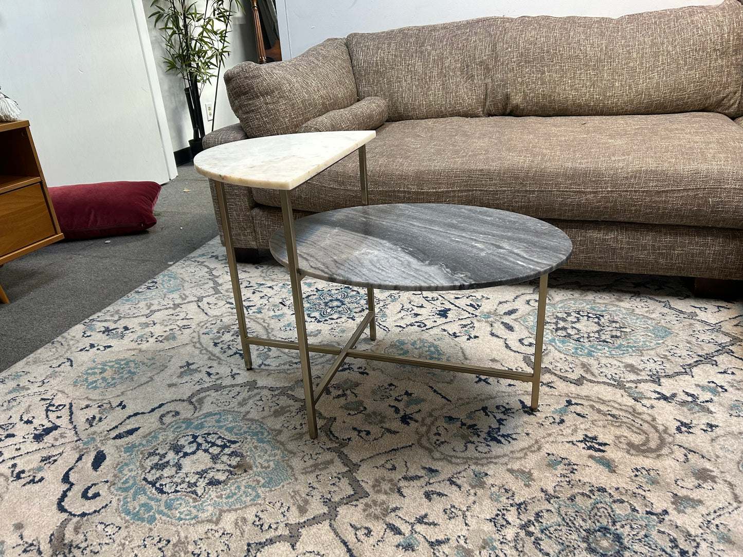 CB2 Two-Tier Marble End Table