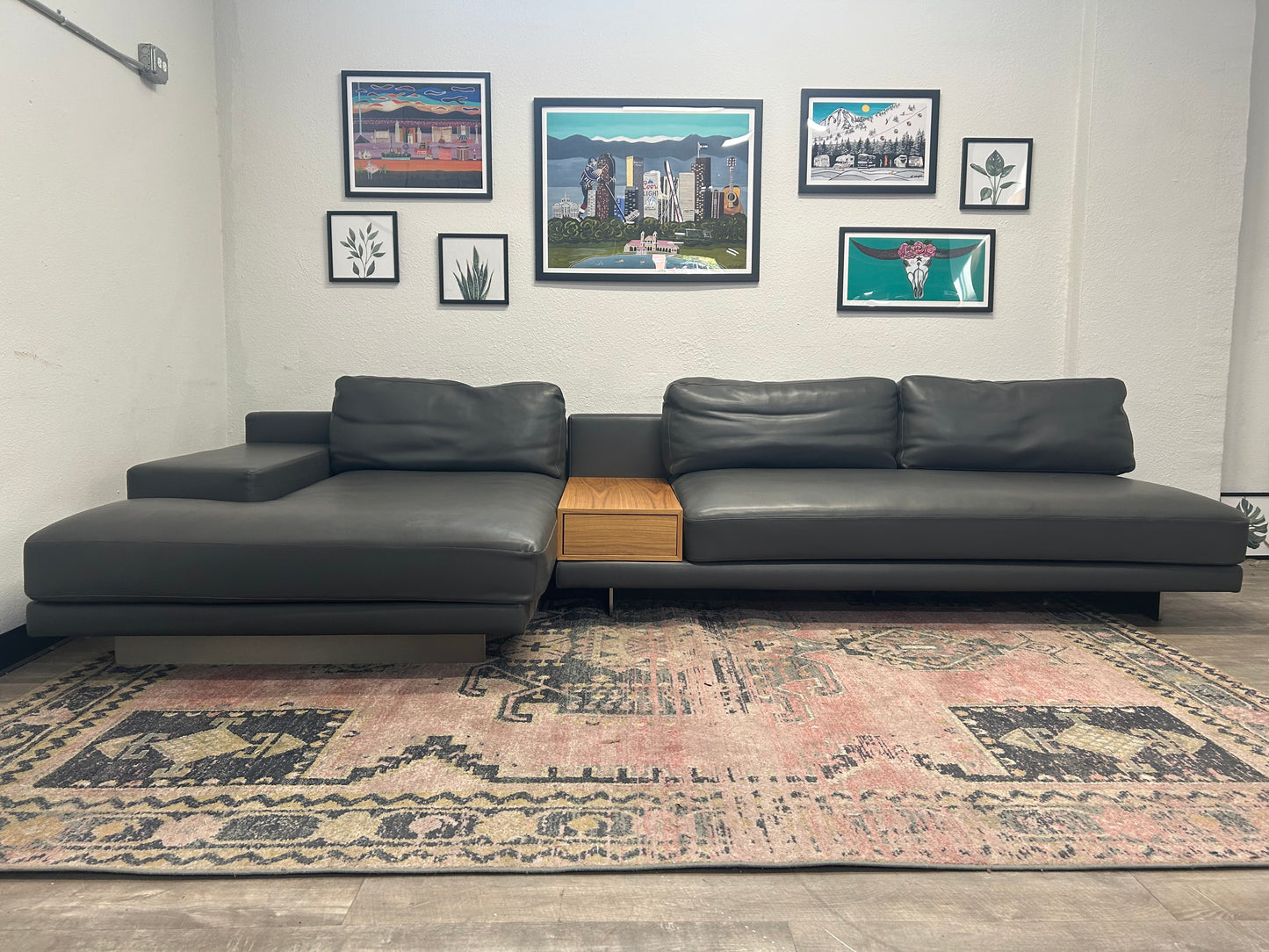 Rove Concepts Dark Gray Leather Dresden Sectional