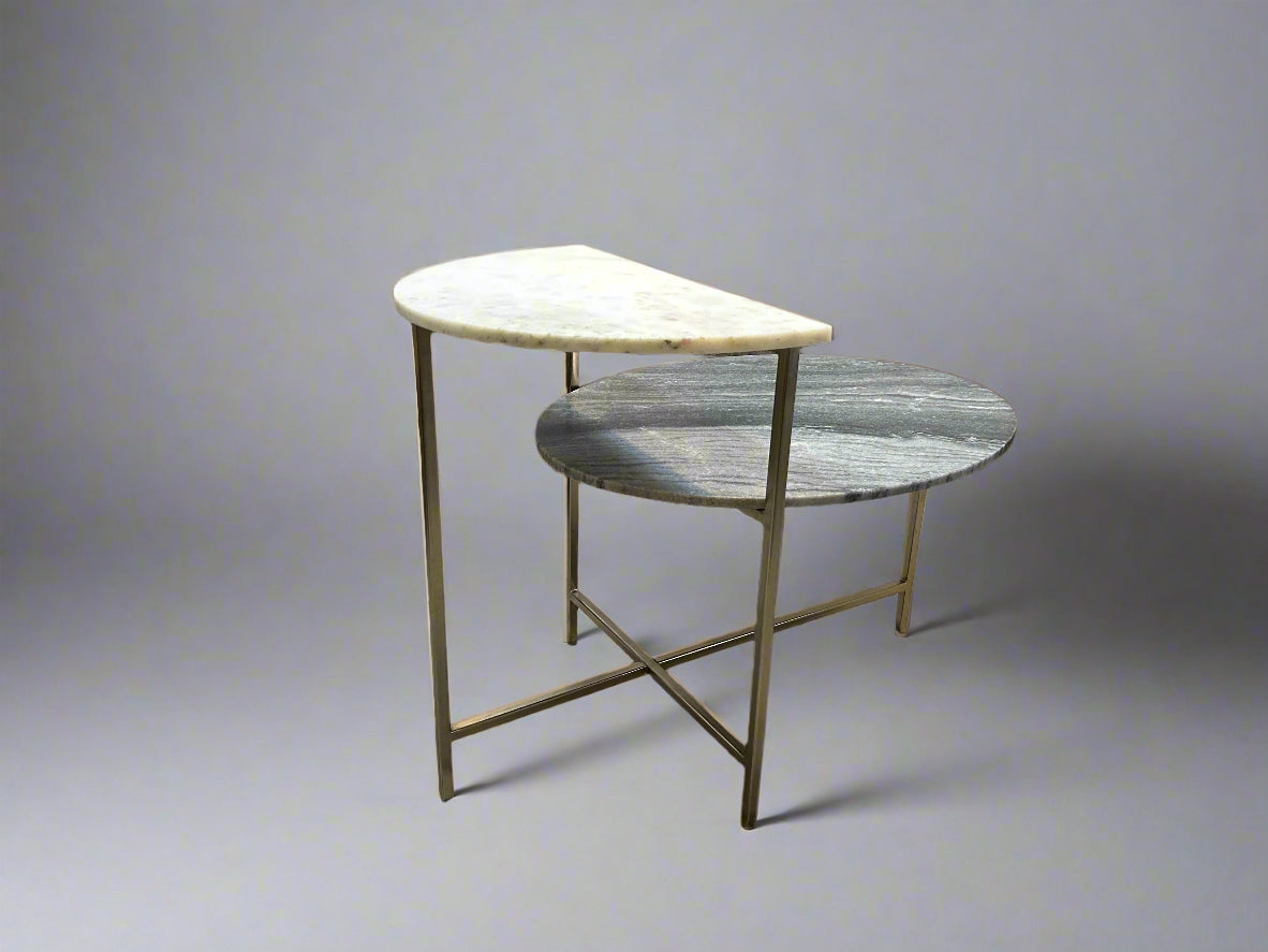 CB2 Two-Tier Marble End Table