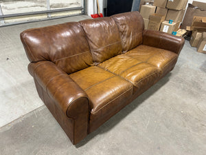 Brown Leather Club Sofa
