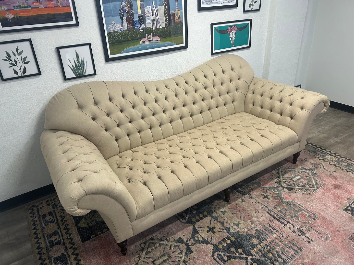 ELEGANT Arhaus Beige Tufted Arabella Sofa