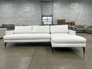 West Elm Andes 2-Piece Chaise Sectional (White Sunbrella)