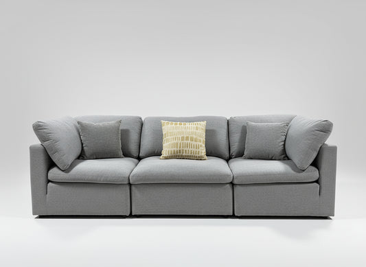 3-Pc Modular Light Gray Cloud Sofa