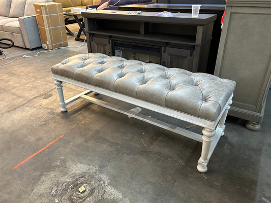 Gray Leather Lexington Bed Bench