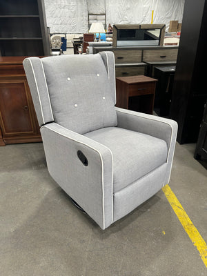Tufted Light Gray Fabric Glider Chair
