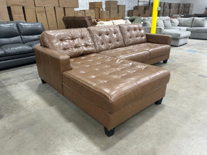 Brown Leather MCM Chaise Sectional