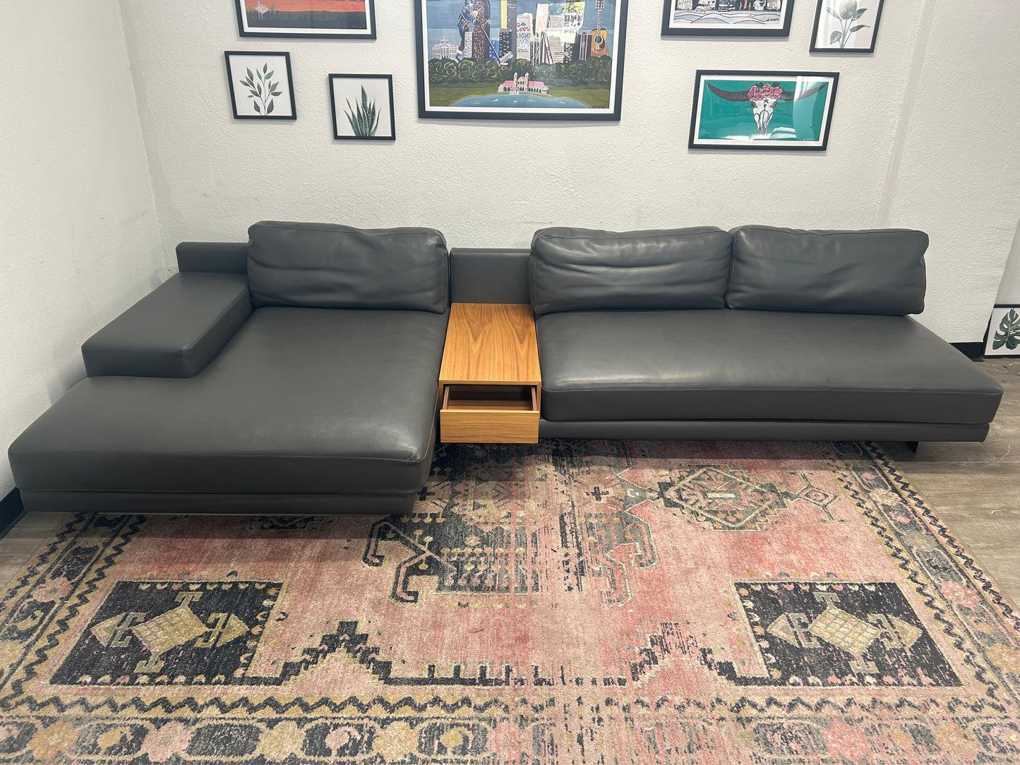 Rove Concepts Dark Gray Leather Dresden Sectional