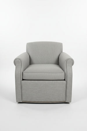 Studded Gray Swivel Chair