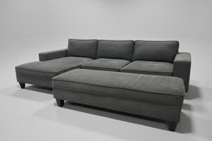 Dark Gray Chaise Sectional w/Storage Ottoman