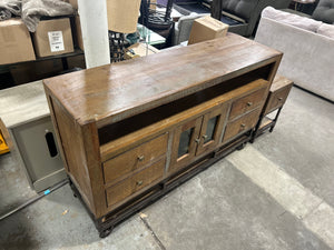 Distressed Wooden TV Stand & End Table Set