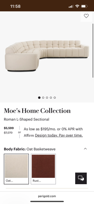 *Brand-New* Moe’s Home Roman Oat L-Shaped Sectional