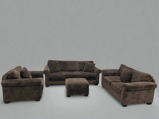 Jonathan Louis 4-Pc Dark Brown Velvet Sofa Set