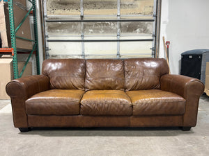 Brown Leather Club Sofa