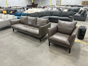 Macy’s Taupe Leather Sofa & Chair Set