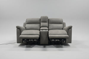 Gray Microsuede Power Recliner Sofa
