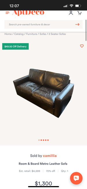Room & Board 90'' Full-Grain Leather Sofa (Slate)