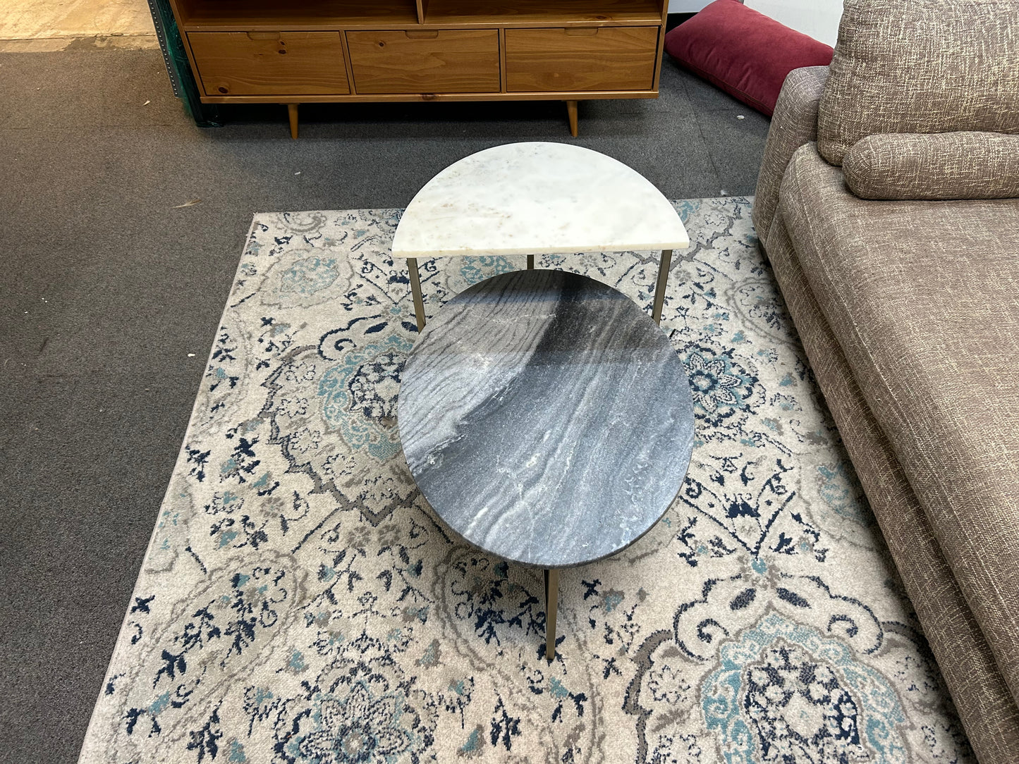 CB2 Two-Tier Marble End Table