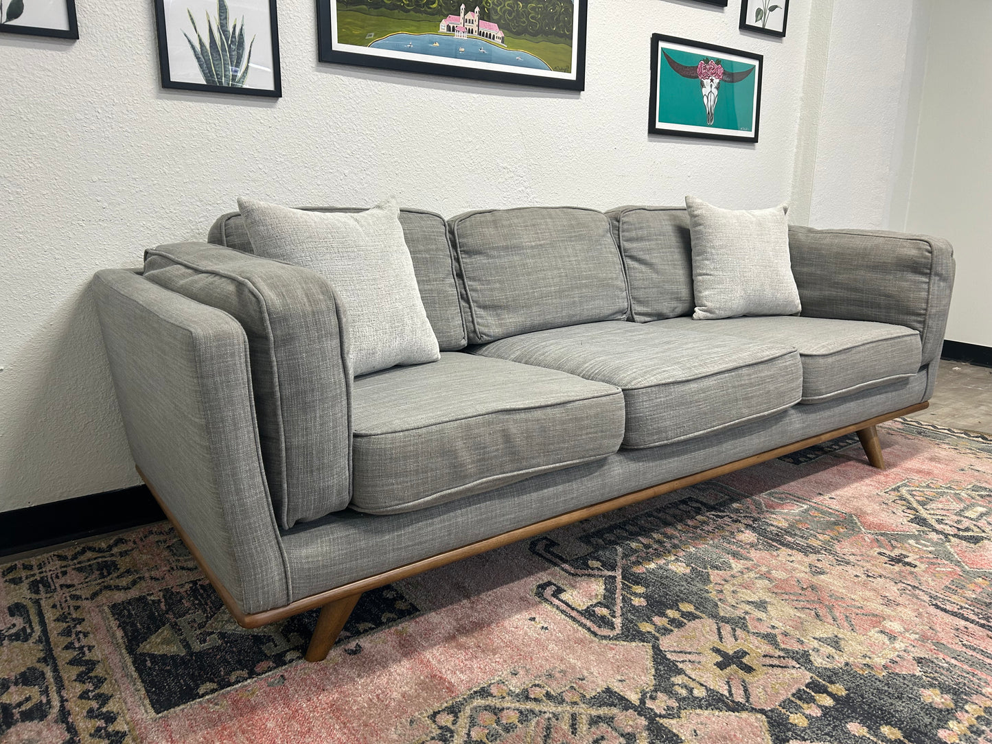 Article Light Gray MCM 90” Timber Sofa