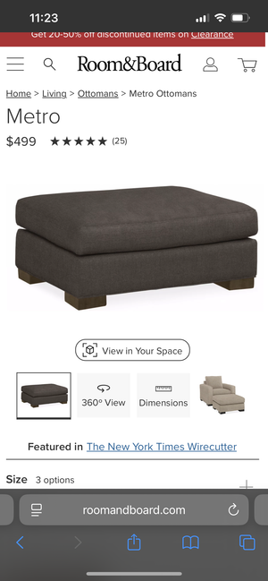 Room & Board 3-Pc Metro L-Shaped Sectional