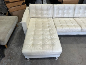 White Leather MCM Chaise Sectional